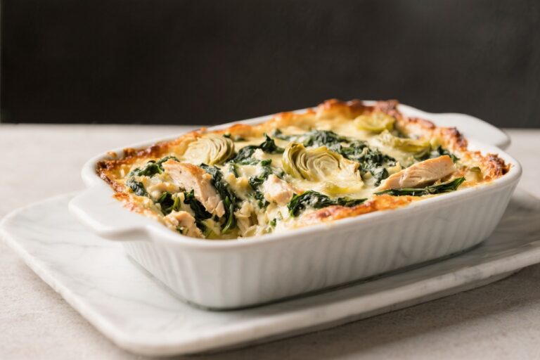 Chicken Spinach Artichoke Casserole – Creamy, Comforting, and Weeknight-Friendly