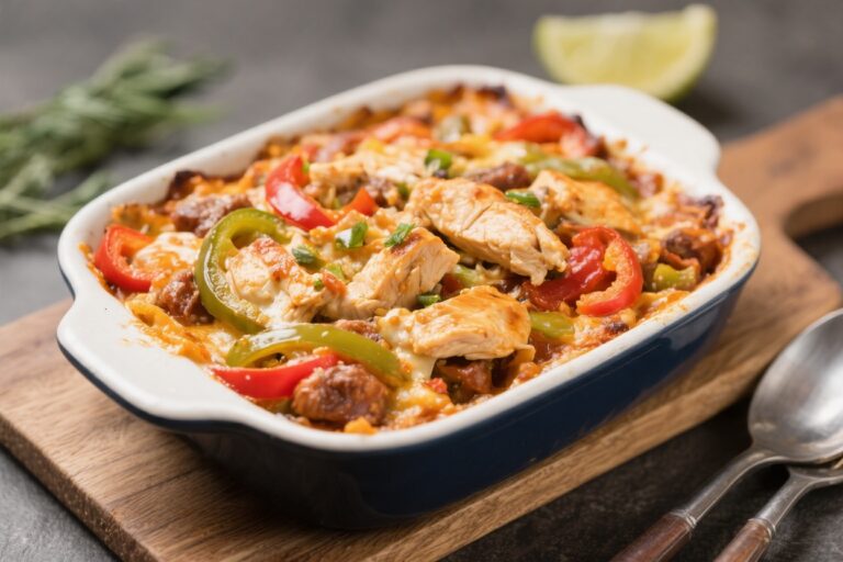 Chicken Fajita Casserole – A Cozy, Flavor-Packed Weeknight Bake