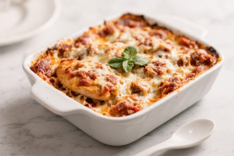 Chicken Parmesan Casserole – Comforting, Crispy, and Cheesy