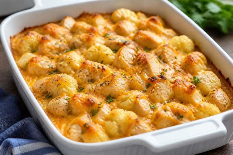 Cheddar Ranch Cauliflower Chicken Bake – Cozy, Creamy, and Weeknight-Friendly