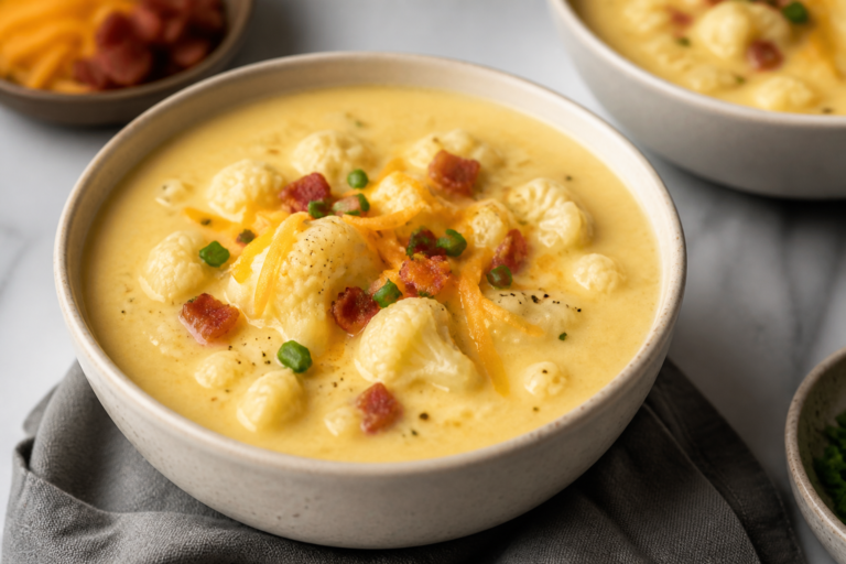 Slow Cooker Cheesy Cauliflower Soup – Creamy, Cozy, and Effortless