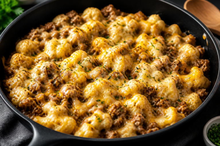 Cheesy Ground Beef Cauliflower Skillet – A Cozy, One-Pan Dinner