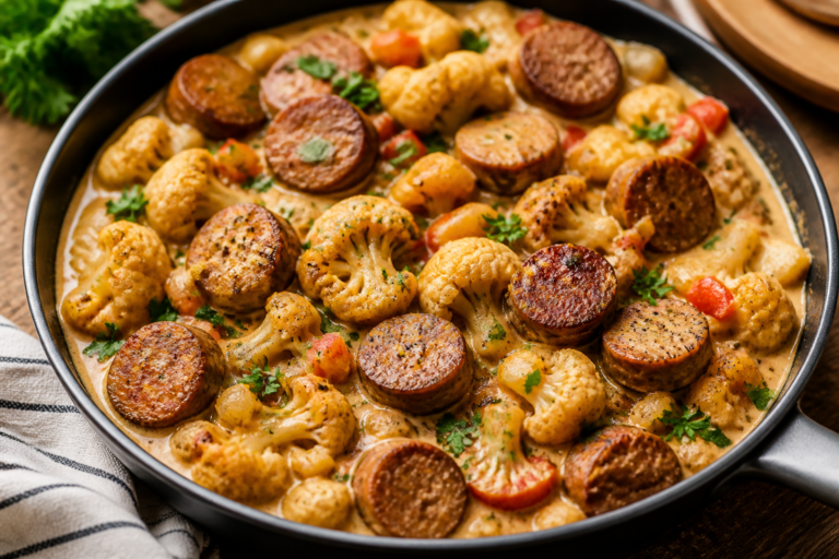 Creamy Cajun Cauliflower Sausage Skillet – One-Pan Comfort With Bold Flavor