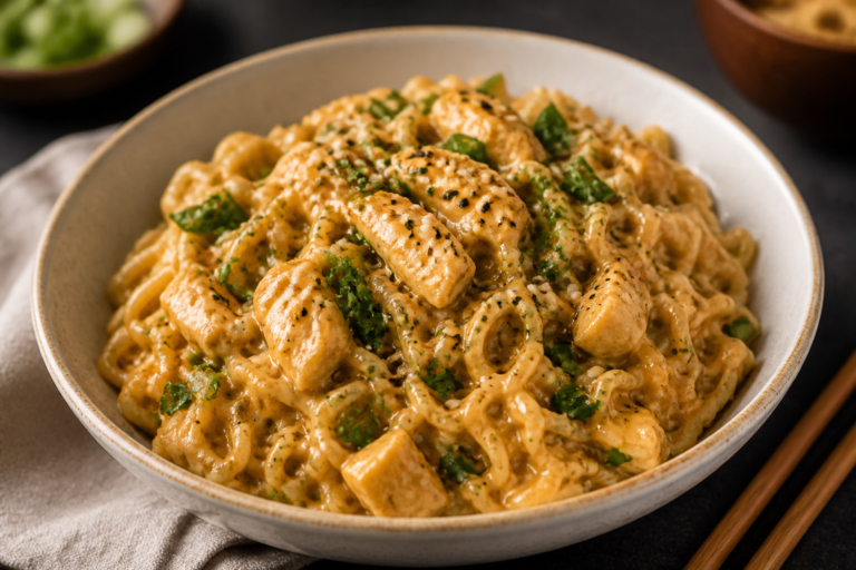 Honey Soy Garlic Ramen Alfredo – Creamy, Savory, and Comforting