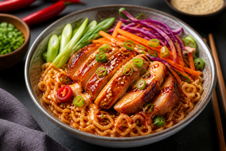 Firecracker Chicken Ramen Bowls – Spicy, Saucy, and Satisfying
