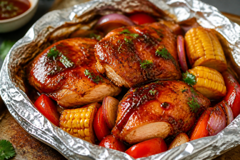Sweet & Smoky BBQ Chicken Foil Packets – Easy, Flavorful, and Mess-Free