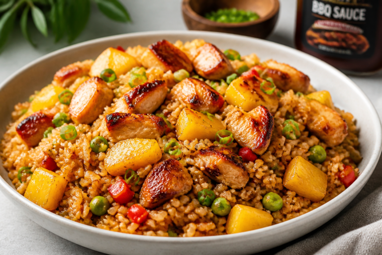 BBQ Chicken & Pineapple Fried Rice – Sweet, Smoky, and Weeknight Easy