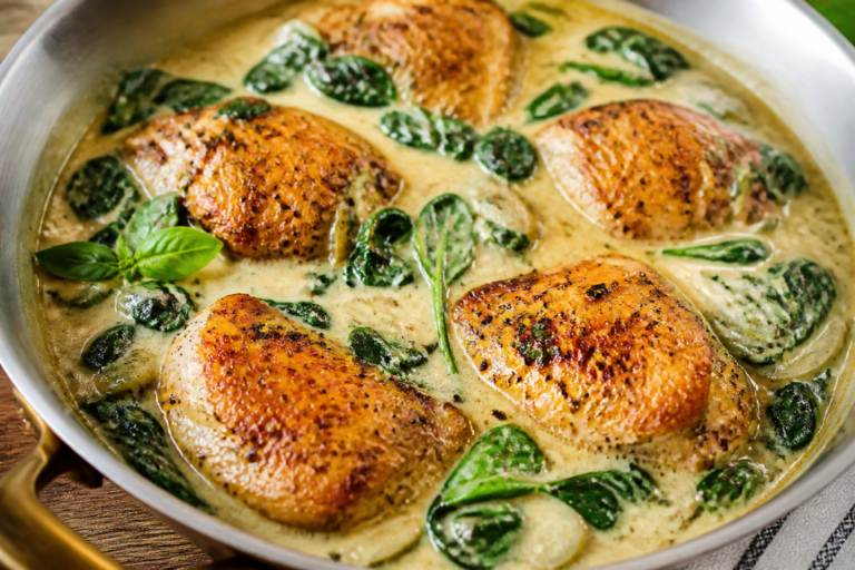 Creamy Spinach Chicken Thighs – Comforting, Flavorful, and Weeknight-Friendly