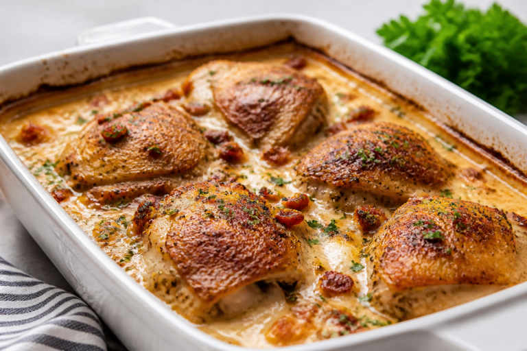 Million Dollar Chicken Thigh Bake – Crispy, Creamy, Crowd-Pleasing Comfort