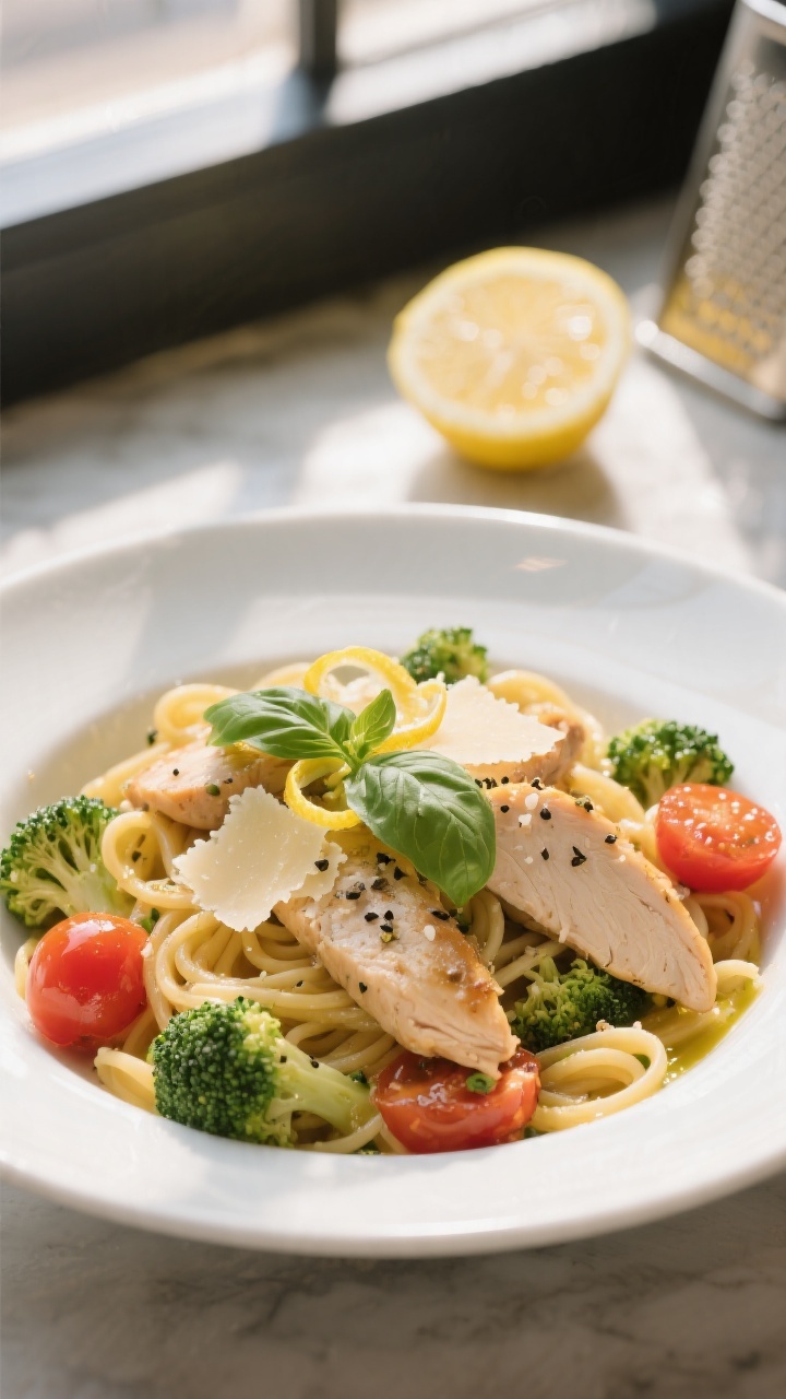 Final plated dish — Restaurant-quality presentation: Beautifully plated Healthy Chicken & Veggie P