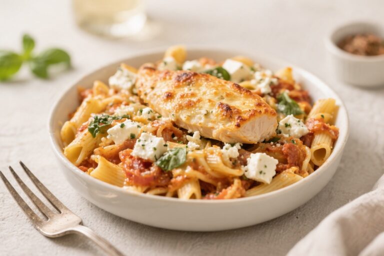 Healthy Baked Feta Chicken Pasta – Creamy, Bright, and Easy