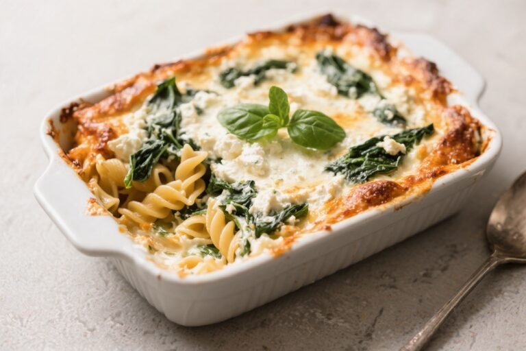 High Protein Spinach Ricotta Pasta Bake – Cozy, Satisfying, and Simple