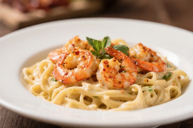 Healthy Cajun Shrimp Alfredo Pasta – Creamy, Spicy, and Light