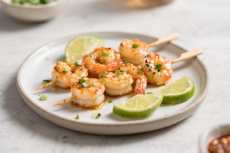 Air Fryer Garlic Lime Shrimp Skewers – Fast, Bright, and Flavor-Packed