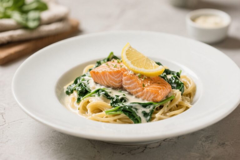 Creamy Lemon Spinach Salmon Pasta – Bright, Comforting, and Weeknight Easy