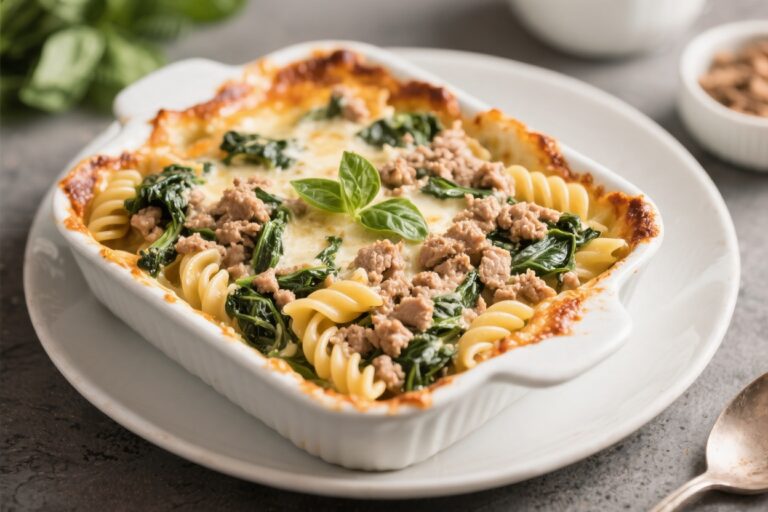 Ground Turkey Spinach Pasta Bake – A Cozy, Weeknight-Friendly Dinner