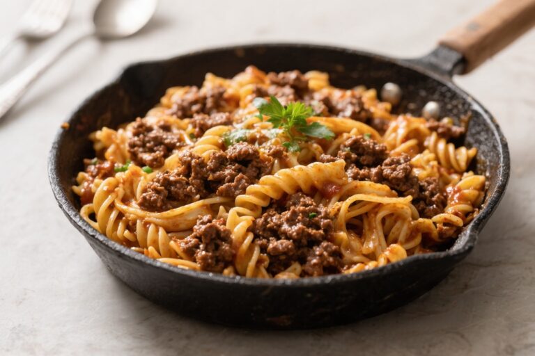 One Pan Ground Beef Pasta Skillet – A Cozy, Weeknight Favorite