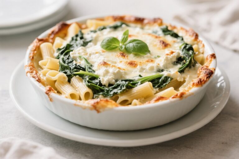 Creamy Spinach Ricotta Pasta Bake – Cozy, Comforting, and Easy