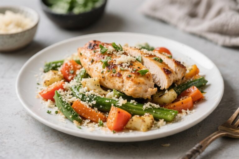 Healthy Garlic Parmesan Chicken & Veggies – A Simple, Flavor-Packed Dinner