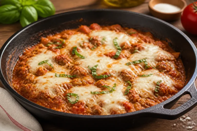 Ground Chicken Parmesan Skillet – A Cozy, One-Pan Dinner