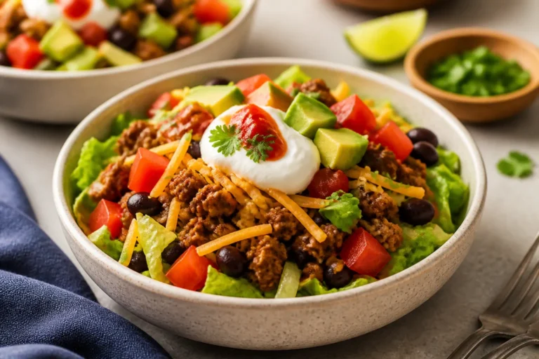 Ground Chicken Taco Salad Bowls – Fresh, Fast, and Full of Flavor